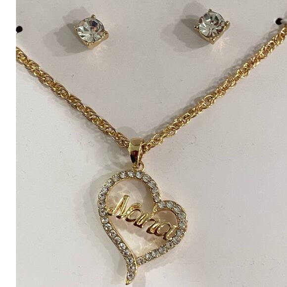 Charter Club Gold-Tone Crystal Nana Heart Pendant Necklace & Stud Earrings Set - Picture 5 of 7
